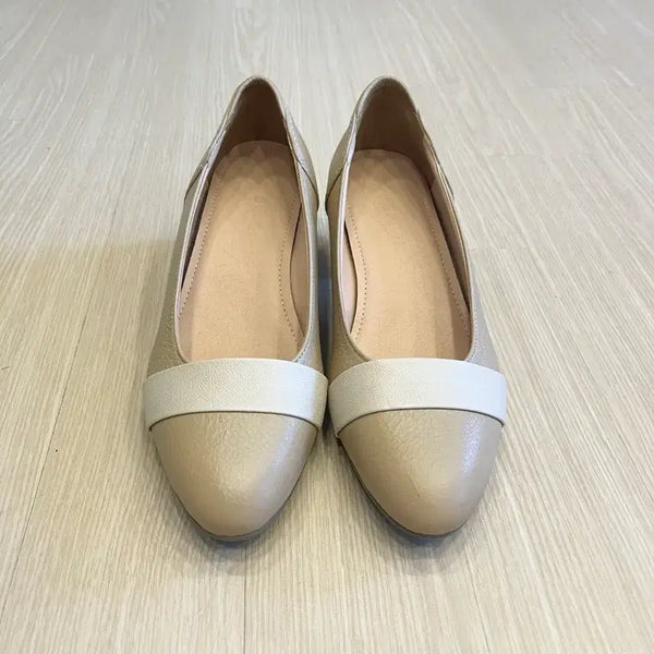 [BUNJANG] Women's Beige Heels with Ivory Strap Detail / 여성 베이지 구두