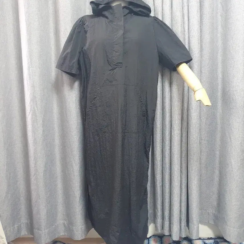 [BUNJANG] Square Textured Hooded Maxi Dress / 사각사각 후드 맥시 원피스