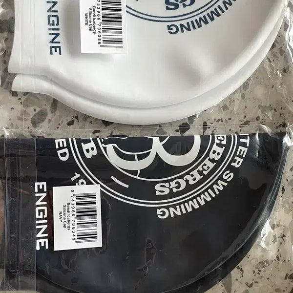 [BUNJANG] Bondi Icebergs Silicone Swim Cap - White/Navy / Bondi icebergs silicone cap  White/navy  본다이비치 아이스 버그 실리콘 수모 미사용 미개봉