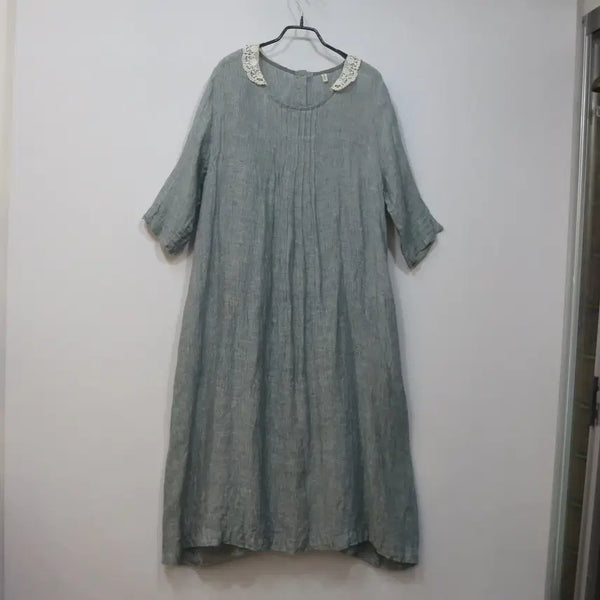 [BUNJANG] The L Linen Long Dress Lace Collar / 더엘 레이스카라 린넨 롱원피스