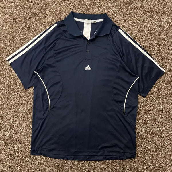 [BUNJANG] Adidas Old School Mid Logo Polo T-Shirt / 95 아디다스 올드스쿨 미들 로고 카라 티셔츠