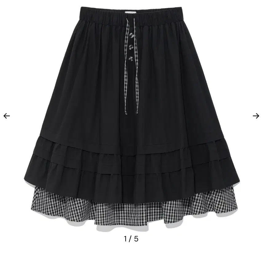 [BUNJANG] The Call-dy Check Pintuck Layered Skirt Black / 더콜디 체크 핀턱 레이어드 스커트 블랙