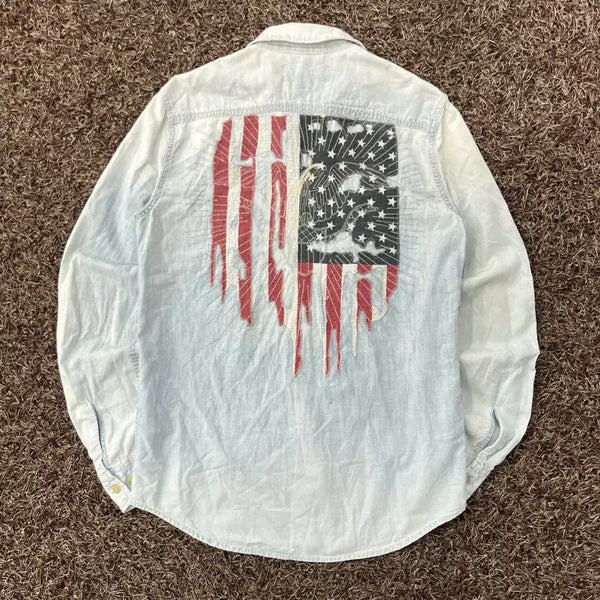 [BUNJANG] Denim & Supply "Stars & Stripes" Denim Shirt / S 데님앤서플라이 성조기 데님 셔츠