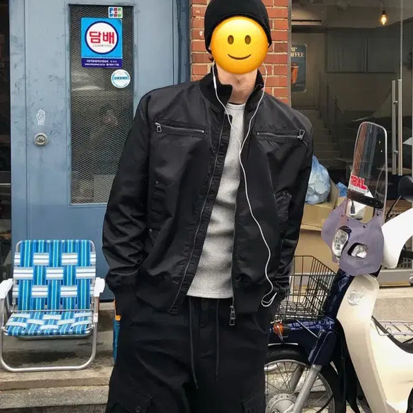[BUNJANG] Musinsa Cropped Buckle Blouson Jacket - Black / 무신사-크롭 버클 블루종 자켓_BLACK