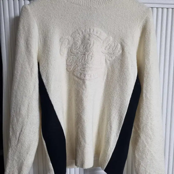 [BUNJANG] PEARLY GATES Ivory Turtleneck Knit with Black Color Block (Size 85) / 파리게이츠 아이보리 목폴라 니트 블랙 배색85