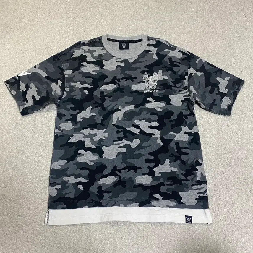 [BUNJANG] Life Work Camouflage Short Sleeve T-Shirt L / 라이프워크 카모플라쥬 반팔 티셔츠 L