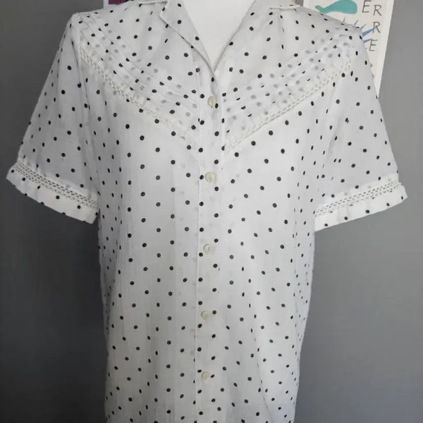 [BUNJANG] Polka Dot Short Sleeve Blouse / 도트 반팔 블라우스