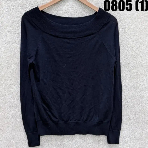 [BUNJANG] Black Boat Neck Knit / 검정색 보트넥 니트