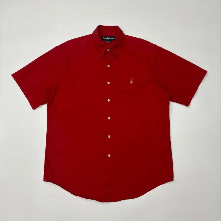 [BUNJANG] Polo Ralph Lauren Red Oxford Short Sleeve Shirt / 폴로 랄프로렌 레드 옥스포드 반팔 셔츠 Polo Ralph Lauren
