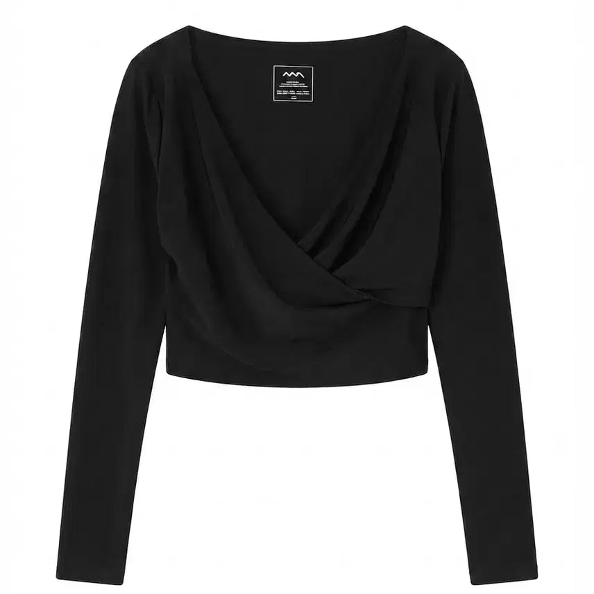 [BUNJANG] Black Crop Rash Guard Wrap Style Top Size 10 / 래쉬가드랩스타일블랙크롭커버업탑텐 95사이즈