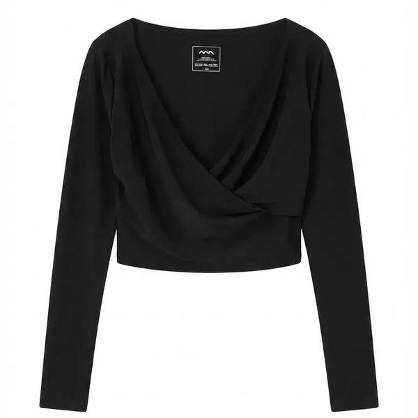 [BUNJANG] Black Crop Rash Guard Wrap Style Top Size 10 / 래쉬가드랩스타일블랙크롭커버업탑텐 95사이즈