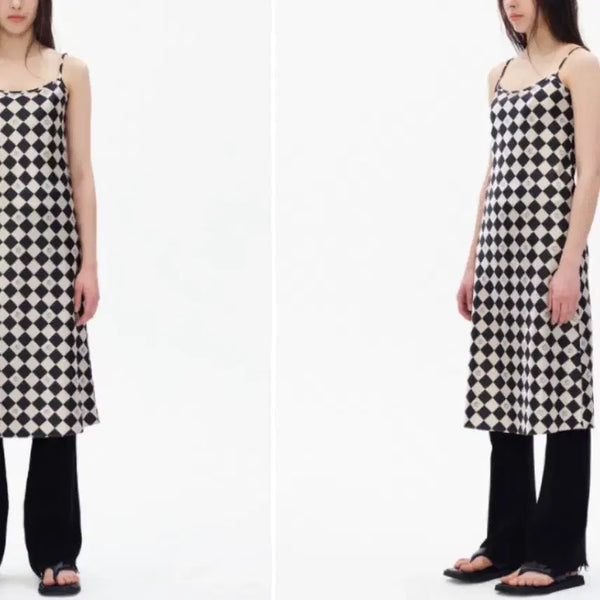 [BUNJANG] TheOpen Product Open YY Checkerboard Symbol Pattern Slip Dress / 더오픈프로덕트 오픈와이와이 체커보드 심볼 패턴 슬립 원피스