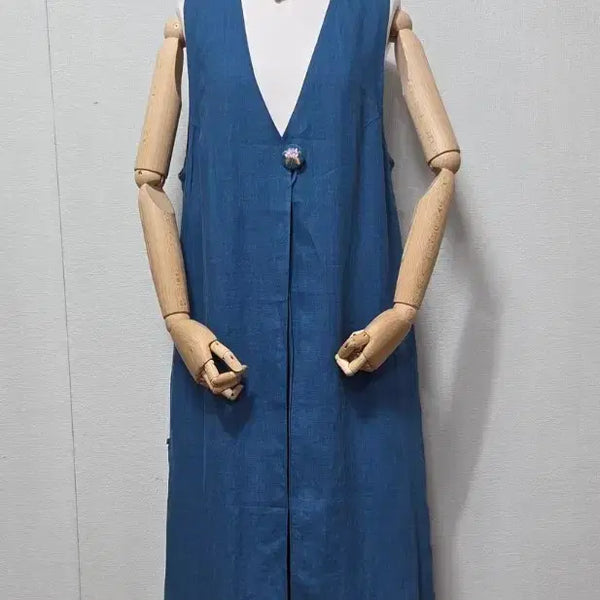 [BUNJANG] Linen Blue Long Vest / 린넨 블루 롱 베스트