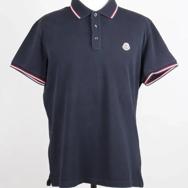 [BUNJANG] Moncler Tricolor Stripe Applique Polo T-Shirt Navy XL / 몽클레어 반팔 PK 티셔츠 XL