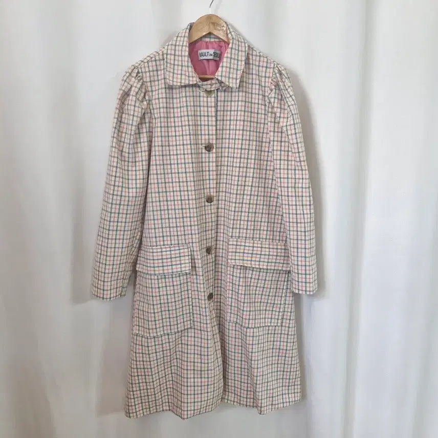 [BUNJANG] VAULT IN SEOUL Pink Check Trench Coat / VAULT IN SEOUL 핑크 체크 트렌치 코트
