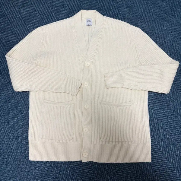 [BUNJANG] ZARA Ribbed Knit Cardigan Ivory / ZARA 자라 아이보리 골지 니트 가디건