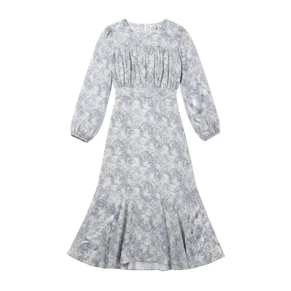 [BUNJANG] Women's Round Neck Floral Long Dress / 여성F/ 라운드넥 잔꽃 롱 원피스 37-3