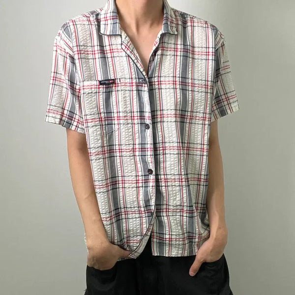 [BUNJANG] Edwin Check Seersucker Short Sleeve Shirt M / edwin 에드윈 체크 시어서커 반팔 셔츠 M