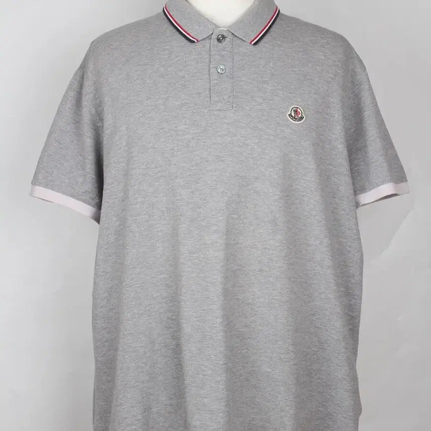 [BUNJANG] Moncler Patch Three-Stripes Polo T-Shirt Grey XXL / 몽클레어 와펜 삼선 PK 카라 반팔티 XXL