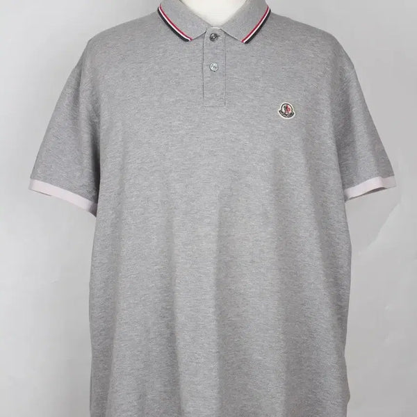 [BUNJANG] Moncler Patch Three-Stripes Polo T-Shirt Grey XXL / 몽클레어 와펜 삼선 PK 카라 반팔티 XXL