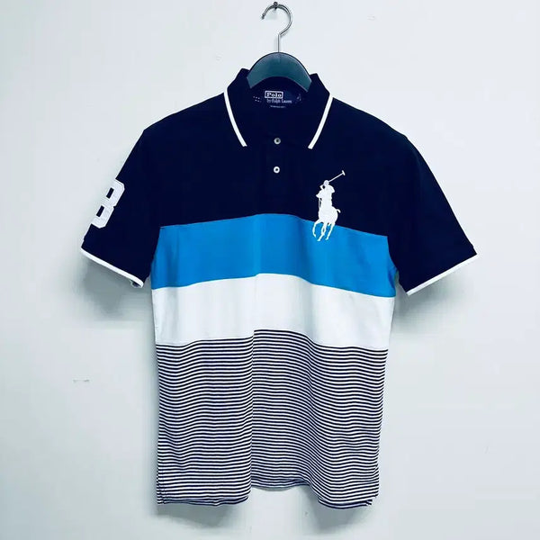 [BUNJANG] Polo Ralph Lauren Big Pony Color Block Stripe PK T-Shirt / 폴로 랄프로렌(Polo Ralph Lauren) 빅포니 컬러블록 스트라이프 PK 반팔티 (L)