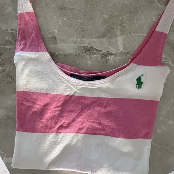 [BUNJANG] Ralph Lauren Pink Stripe Tank Top S / 랄프로렌 핑크 스트라이프 나시 s(사용감없음)