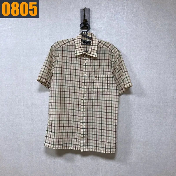 [BUNJANG] DAKS Check Short Sleeve Shirt / 100 DAKS 닥스 체크 반팔 셔츠