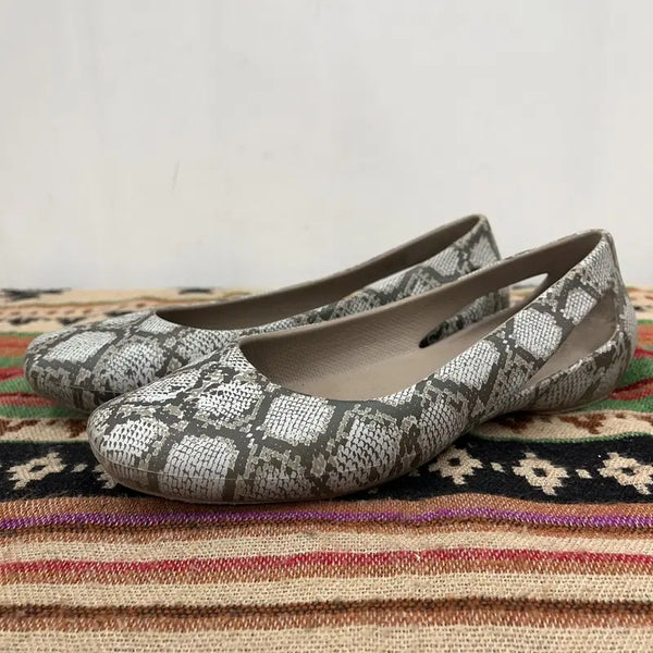 [BUNJANG] Crocs Snake Pattern Flats W6 / 크록스 스네이크 패턴 플랫슈즈 W6 X02916
