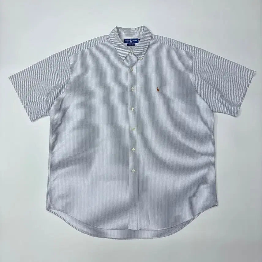 [BUNJANG] Polo Ralph Lauren Blue Stripe Short Sleeve Shirt XL / 폴로 랄프로렌 블루 스트라이프 반팔 셔츠 Polo Ralph Lauren