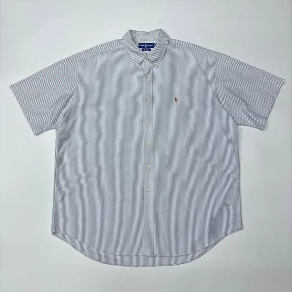 [BUNJANG] Polo Ralph Lauren Blue Stripe Short Sleeve Shirt XL / 폴로 랄프로렌 블루 스트라이프 반팔 셔츠 Polo Ralph Lauren