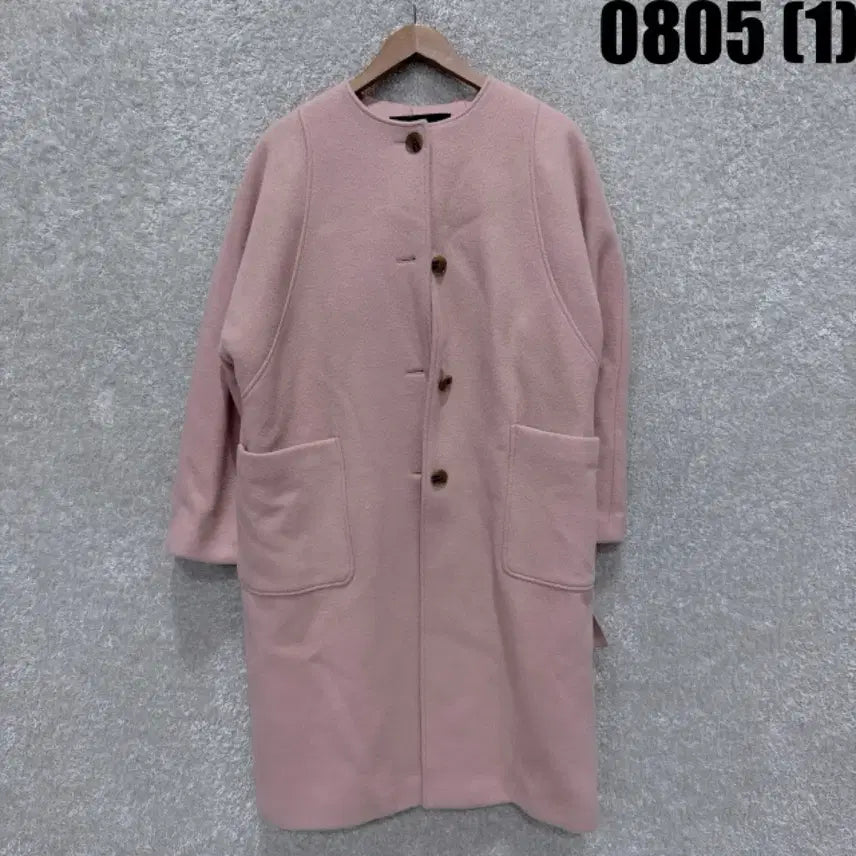 [BUNJANG] Studio Pink Lapel-less Coat / 스튜디오 핑크색 노카라 코트