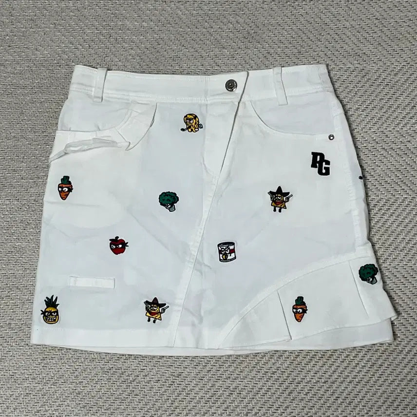 [BUNJANG] Pearly Gates White Embroidered Skirt / (0) 파리게이츠 흰색 자수 스커트