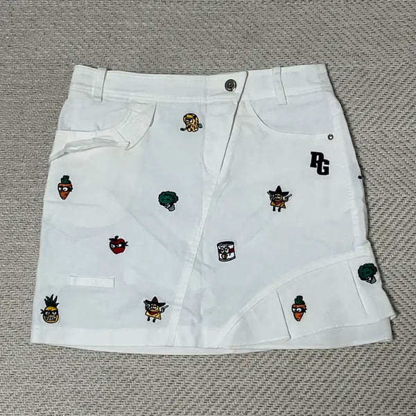 [BUNJANG] Pearly Gates White Embroidered Skirt / (0) 파리게이츠 흰색 자수 스커트