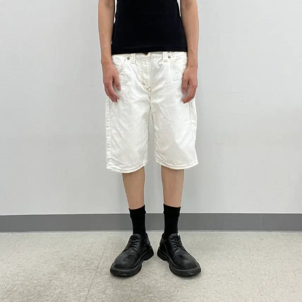 [BUNJANG] Edwin EXV White Western Denim Half Pants (Size 32) / 에드윈 EXV 화이트 웨스턴 데님 하프 팬츠 32