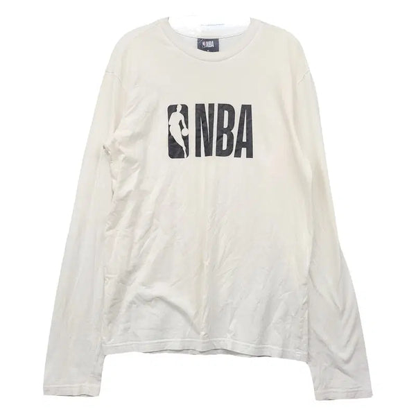 [BUNJANG] NBA Printing Cream Long Sleeve T-Shirt M / 엔비에이 프린팅 크림 긴팔티 M