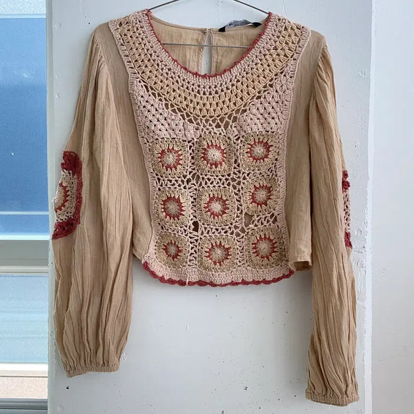 [BUNJANG] Zara Crochet Knit Crop Top / (S) 자라 ZARA 니트 크로셰 크롭
