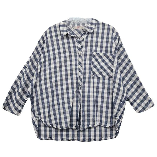 [BUNJANG] 8 Seconds Check Navy Shirt - Size S / 에잇세컨즈 체크 네이비 셔츠 S