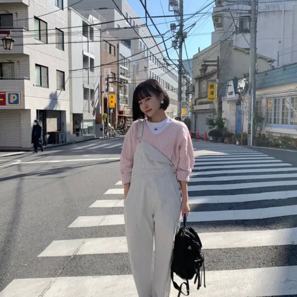 [BUNJANG] Taeyang Closet Mélange Stripe Overalls / 태향옷장 오버롤 멜란지 멜빵바지