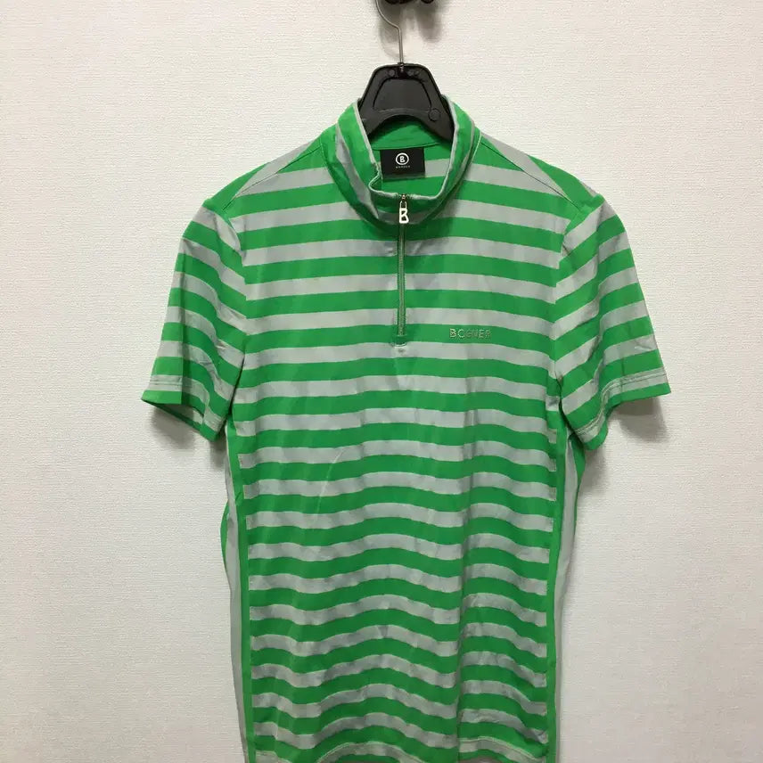 [BUNJANG] Bogner Golf Women's Short Sleeve Striped Half-Zip T-Shirt / 보그너 골프티 여성 반팔 스트라이프 반집업 티셔츠