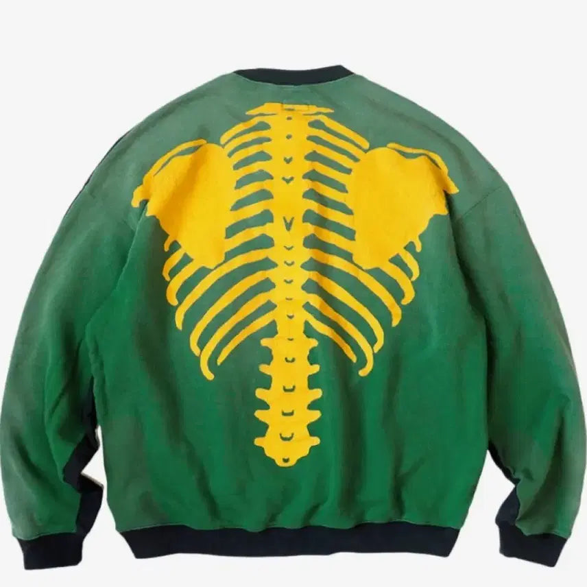 [BUNJANG] Kapital Two-Tone Sweatshirt Black/Green / 캐피탈 투톤 맨투맨 검 녹