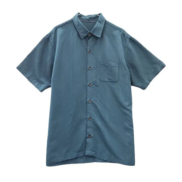 [BUNJANG] Vintage Casual Regular Blue Short Sleeve Shirt LARGE / 빈티지 캐주얼 레귤러 블루 반팔 셔츠 LARGE