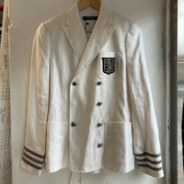 [BUNJANG] Ralph Lauren White Double-Button Jacket Size 4 / 랄프로렌 화이트 더블 버튼 자켓 4사이즈
