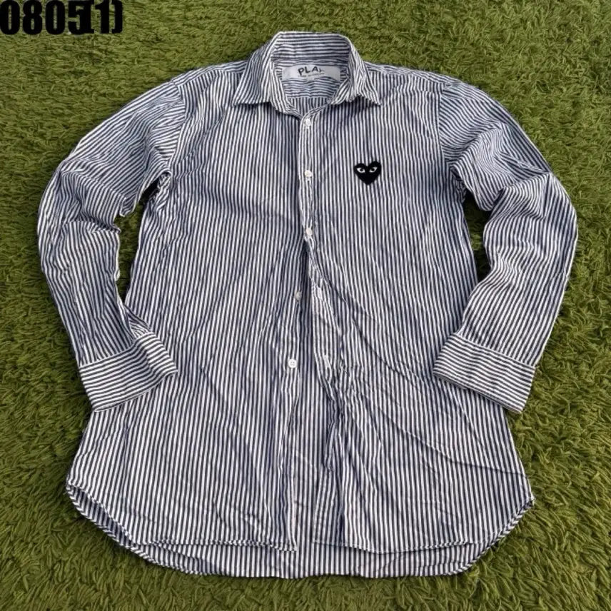 [BUNJANG] Comme des Garçons PLAY Navy Stripe Shirt M / 꼼데가르송 플레이 셔츠 네이비 스트라이프 M