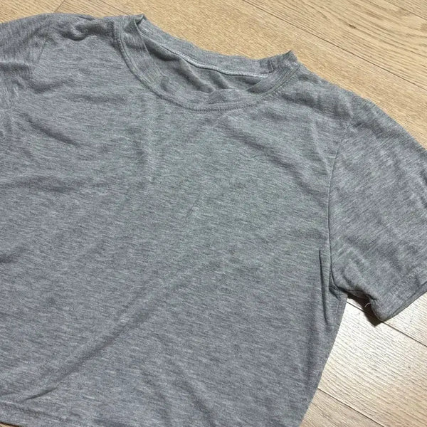 [BUNJANG] Gray Cropped Short Sleeve T-Shirt / 회색 크롭 반팔