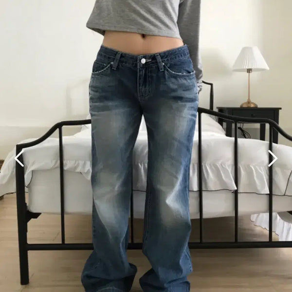 [BUNJANG] Heavy Blue Oasis Low Rise Bootcut Denim Jeans Medium Blue L / 헤비브 오아시스 로우라이즈 부츠컷 데님 중청 L
