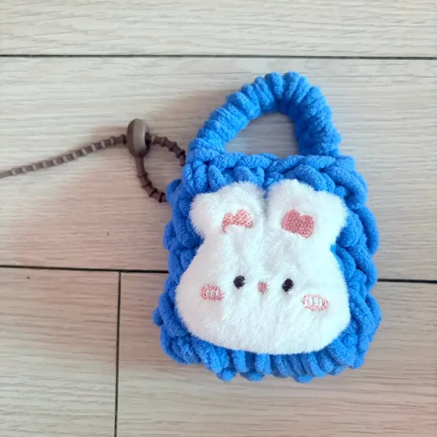 [BUNJANG] Crane Game Plush Rabbit Keychain Mini Pouch - Blue / 크레인 게임 토끼 키링 미니 파우치 블루 인형뽑기