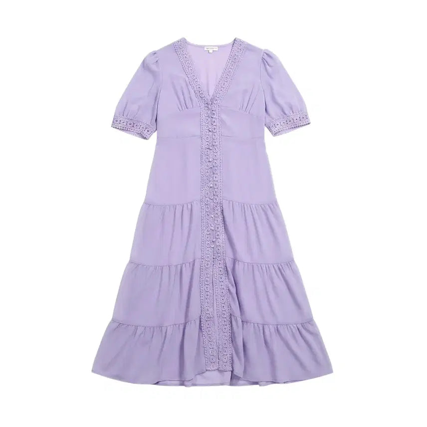 [BUNJANG] Lavender Lace Tiered Dress (Women's S) / 여성S/ 라벤더 레이스 캉캉원피스 37-7