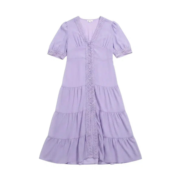 [BUNJANG] Lavender Lace Tiered Dress (Women's S) / 여성S/ 라벤더 레이스 캉캉원피스 37-7
