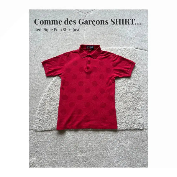 [BUNJANG] Comme des Garçons SHIRT x Fred Perry Collaboration Red Dot Jacquard Pique Polo Shirt (Size XS / 95) / 꼼데가르송 SHIRT x 프레드페리 레드 폴로 셔츠 (95)