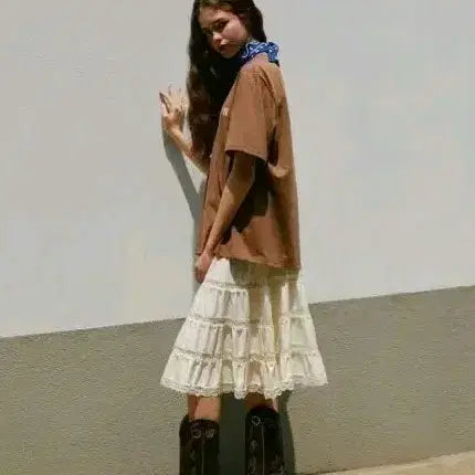 [BUNJANG] Green Butter Lace Midi Dress Cream / 그린버터 레이스 원피스 크림